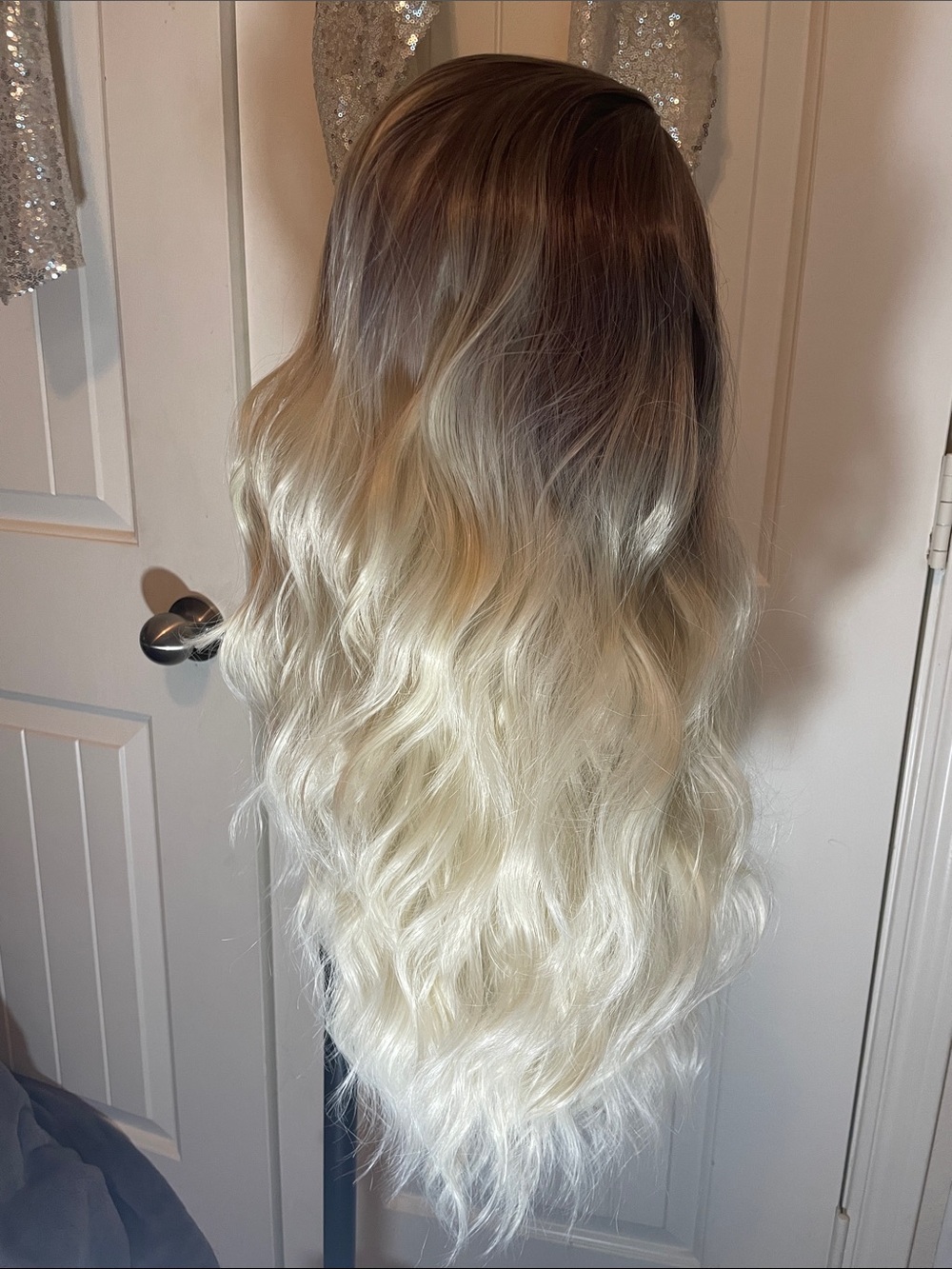 Dark Brown to Platinum Blonde Ombre Lace Front Wig - Women Hair